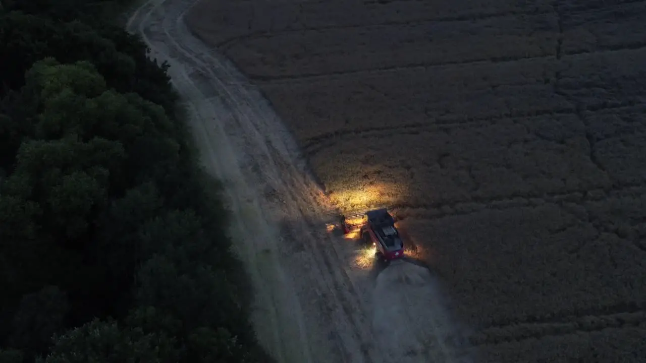 Calm static shot of harvesting vehicle