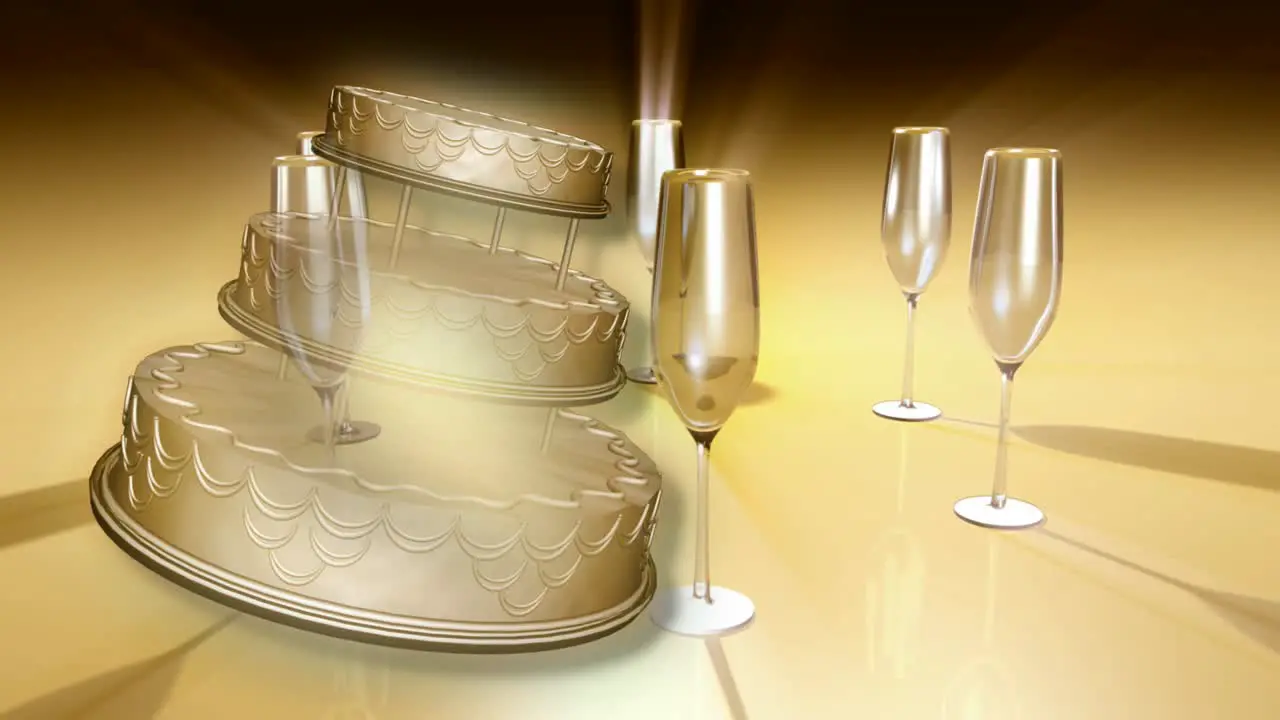 Wedding Cake and Champagne Glass Concept