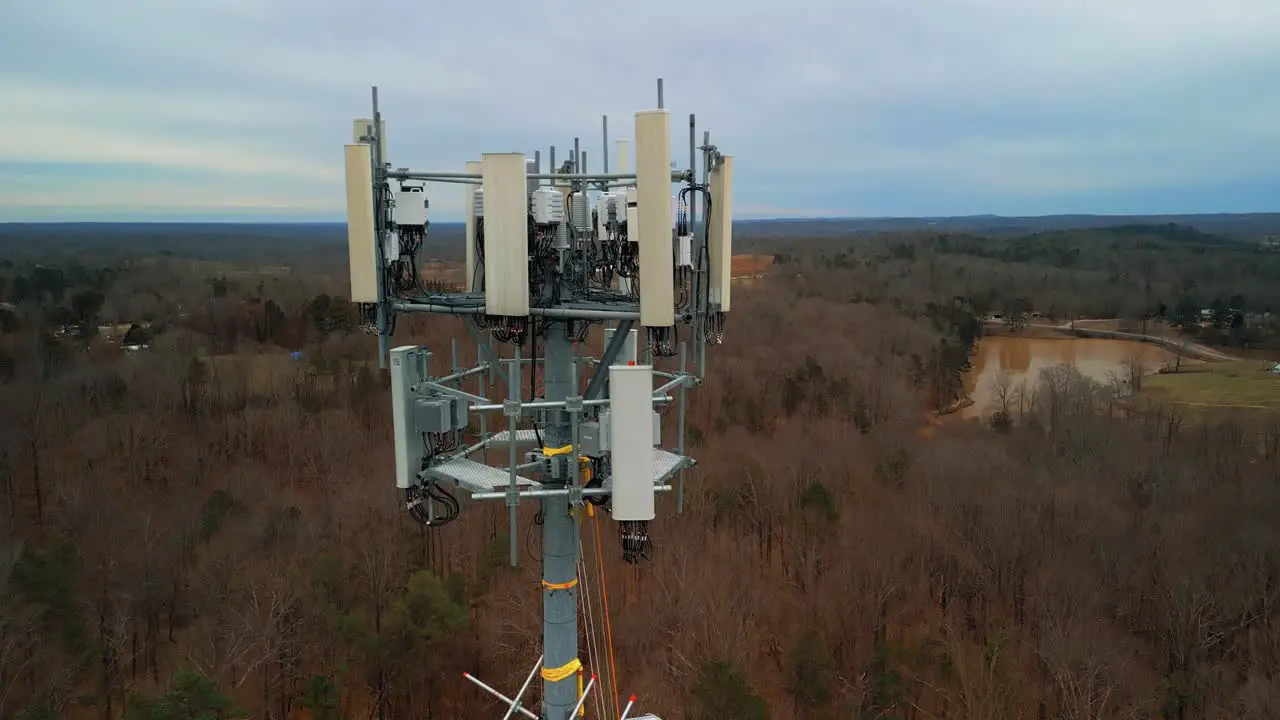 Aerial Tilting Shot of Cell Phone Tower