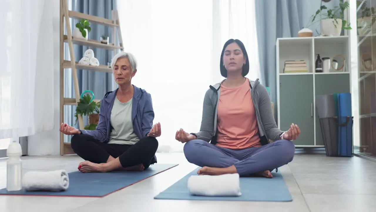 Woman patient and elderly care for meditation