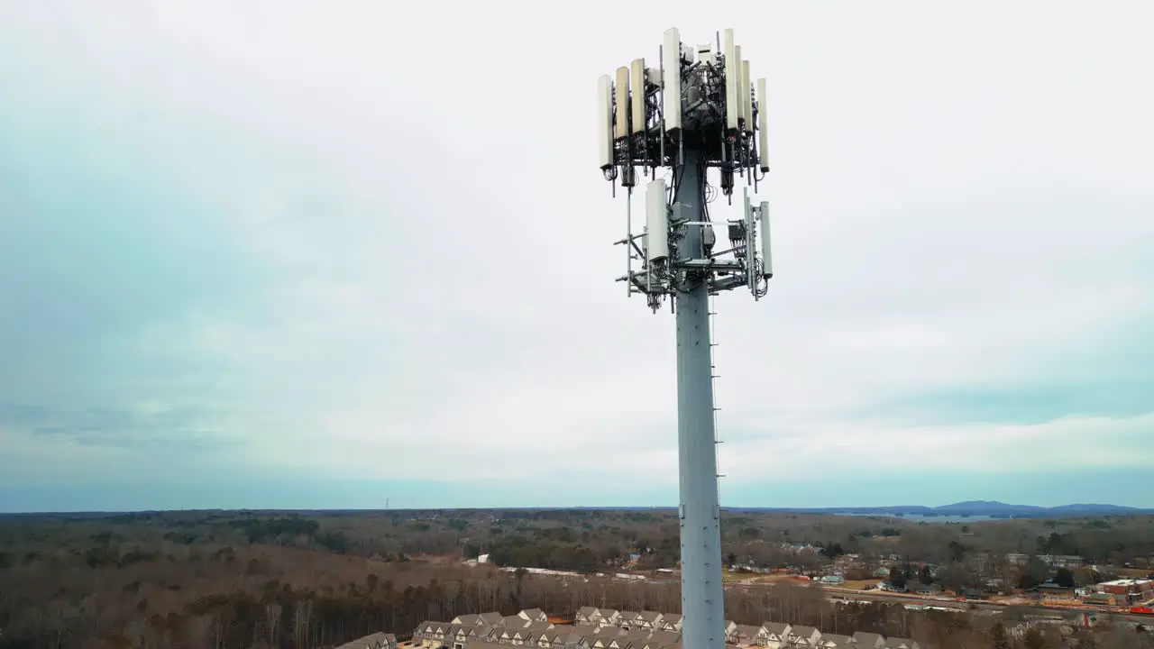 Aerial Shot Rotating Around Cell Phone Tower