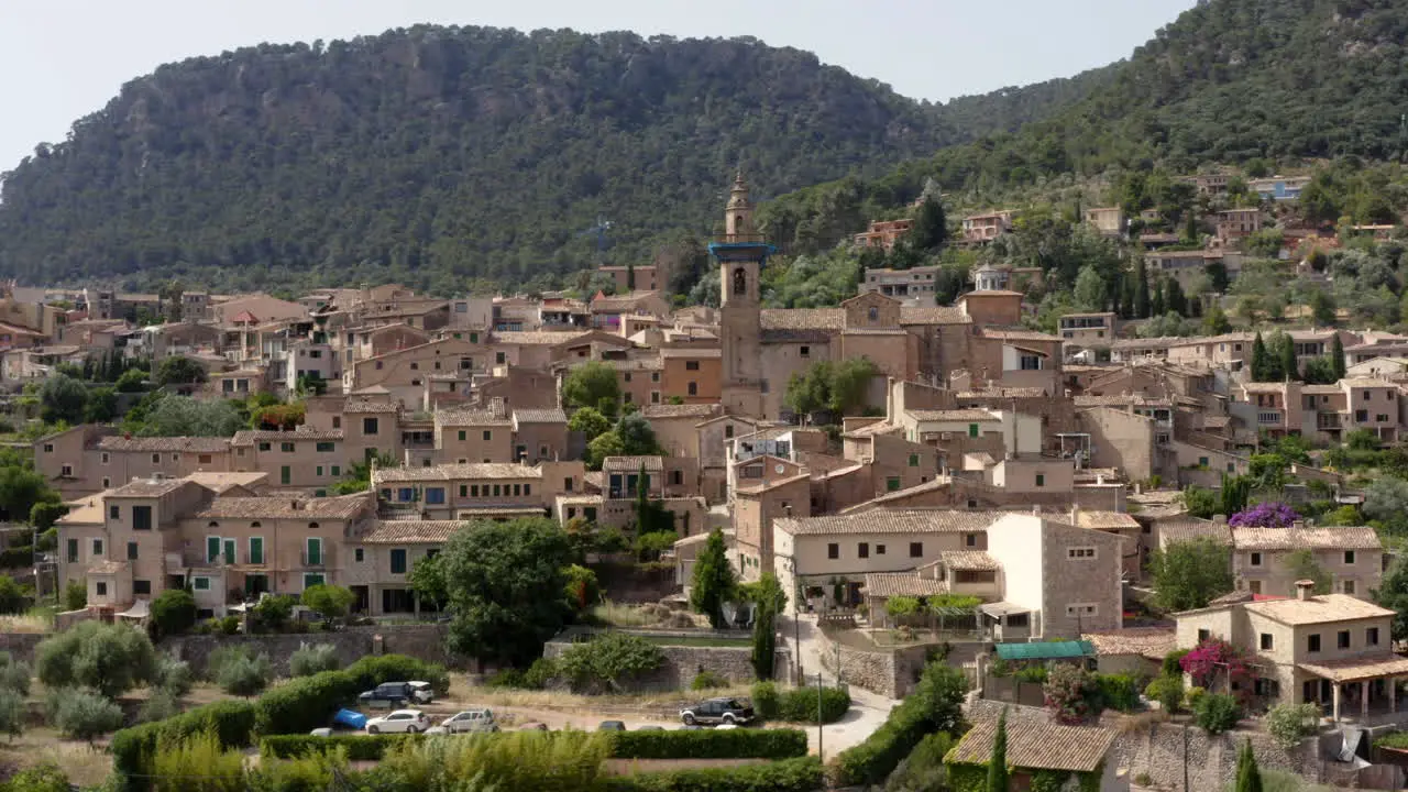 Historical center of Valldemossa village with houses and buildings