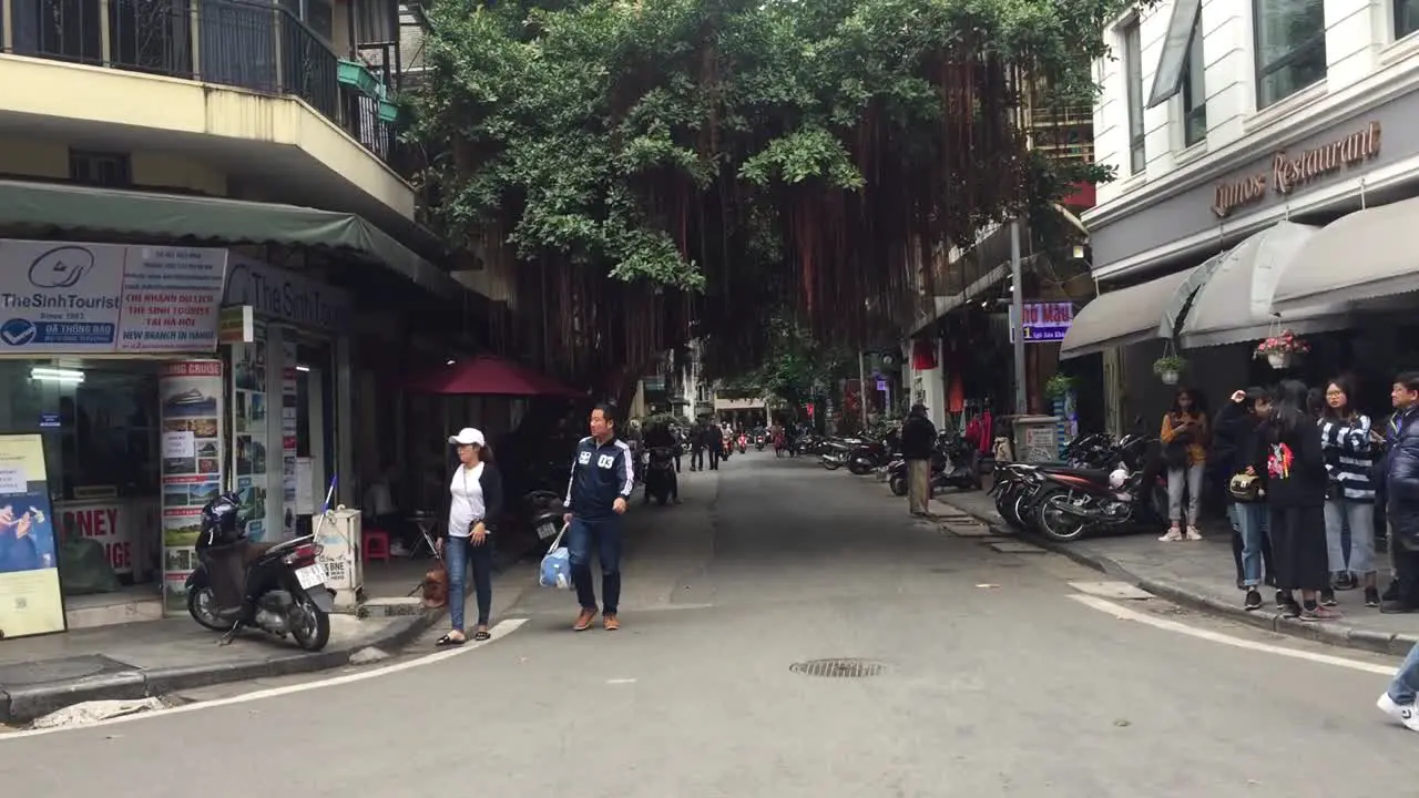 Busy street corner in Hanoi Vietnam