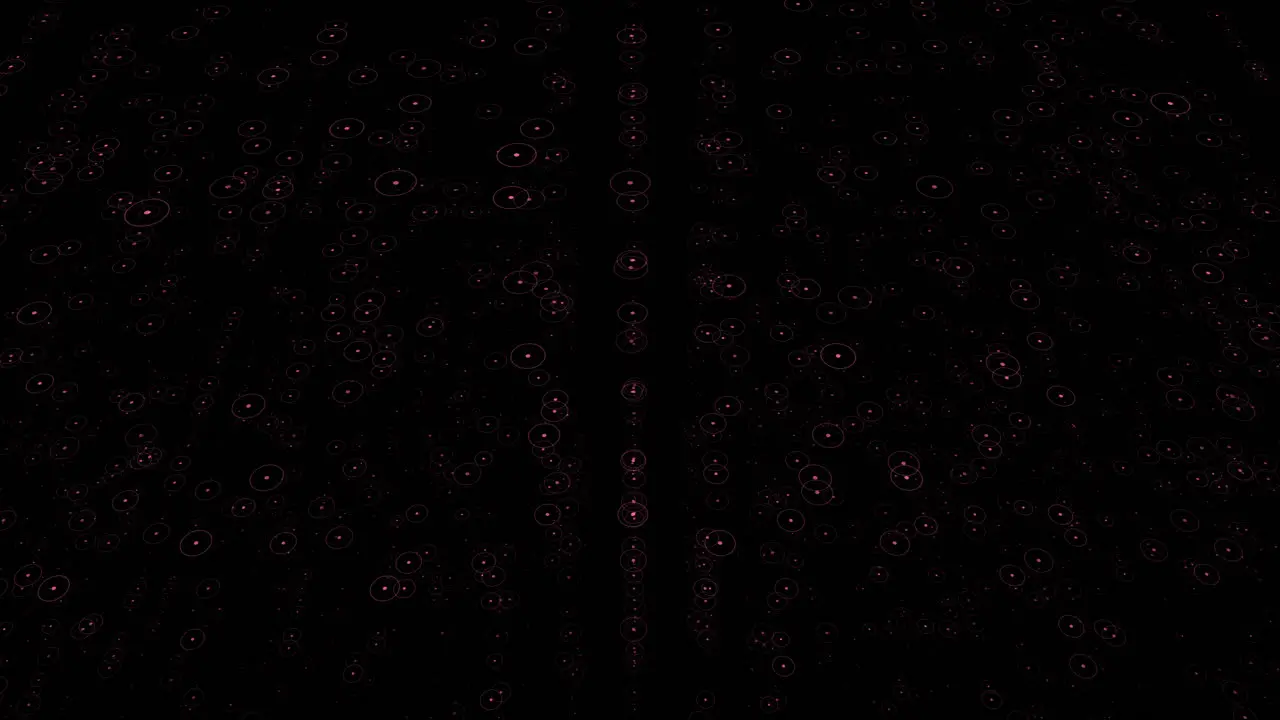 Dynamic red dot pattern creates vibrant contrast on black background