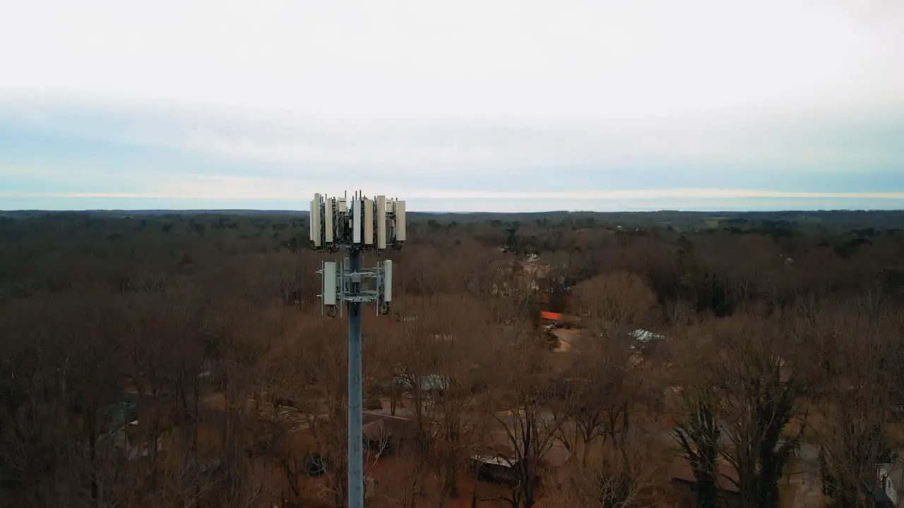 Aerial Shot of Cell Phone Tower in Forest