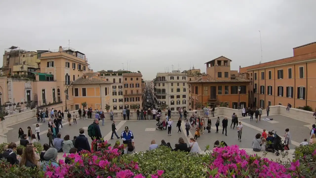 This footage is a reveal-type video which lets users think that they're coming into the Spanish Steps from above