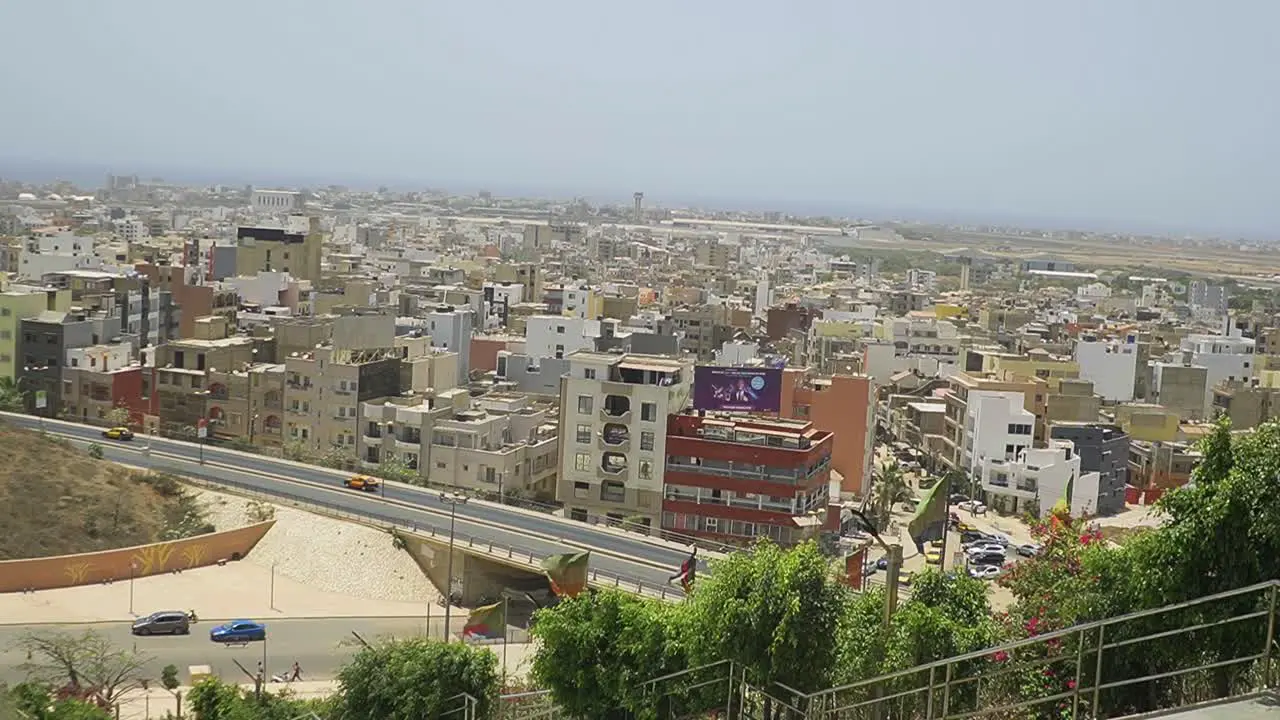 Cityscape view with the atlantic ocean in the background in Dakar Senegal