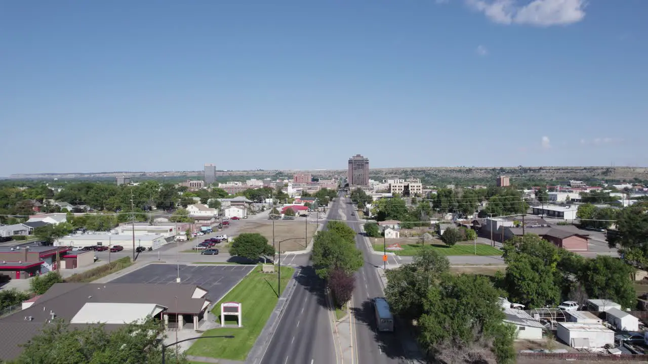 City Streets of Billings Montana on Sunny Summer Day Aerial with Copy Space