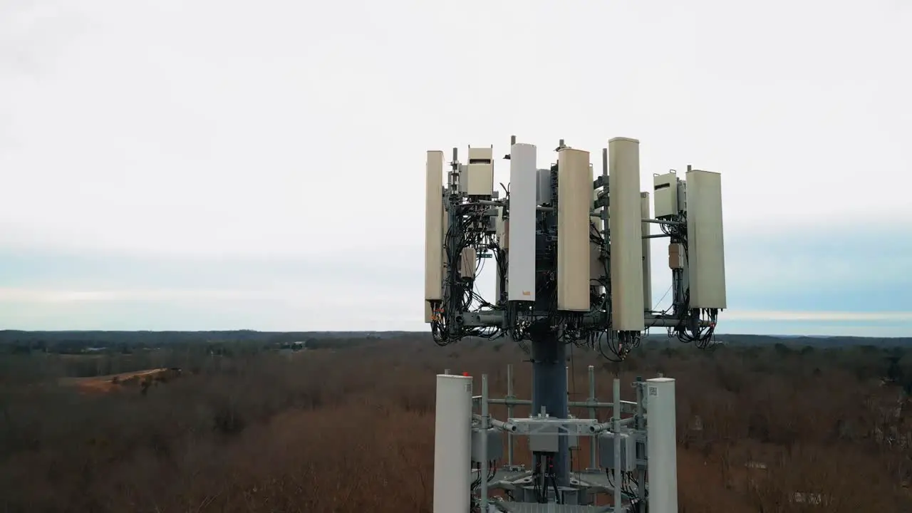 Aerial Shot Flying Toward Cell Phone Tower