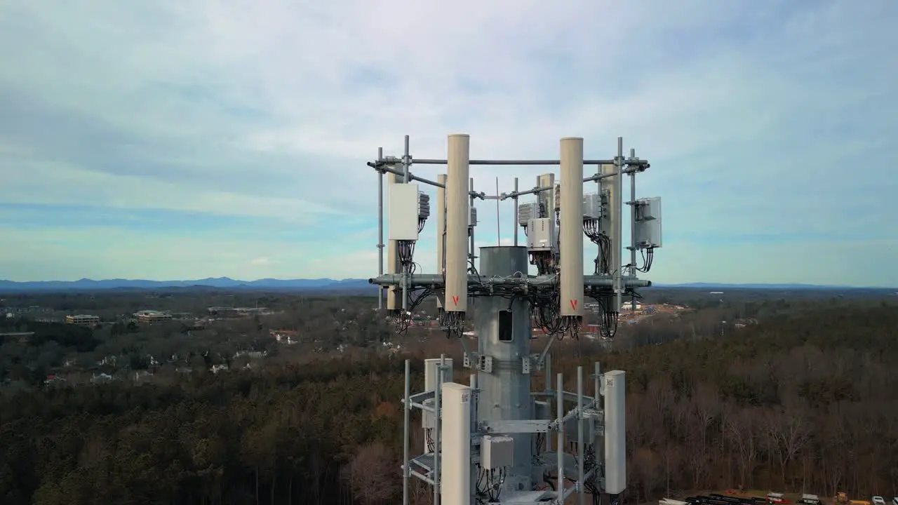 Aerial Reverse Shot of Cell Phone Tower