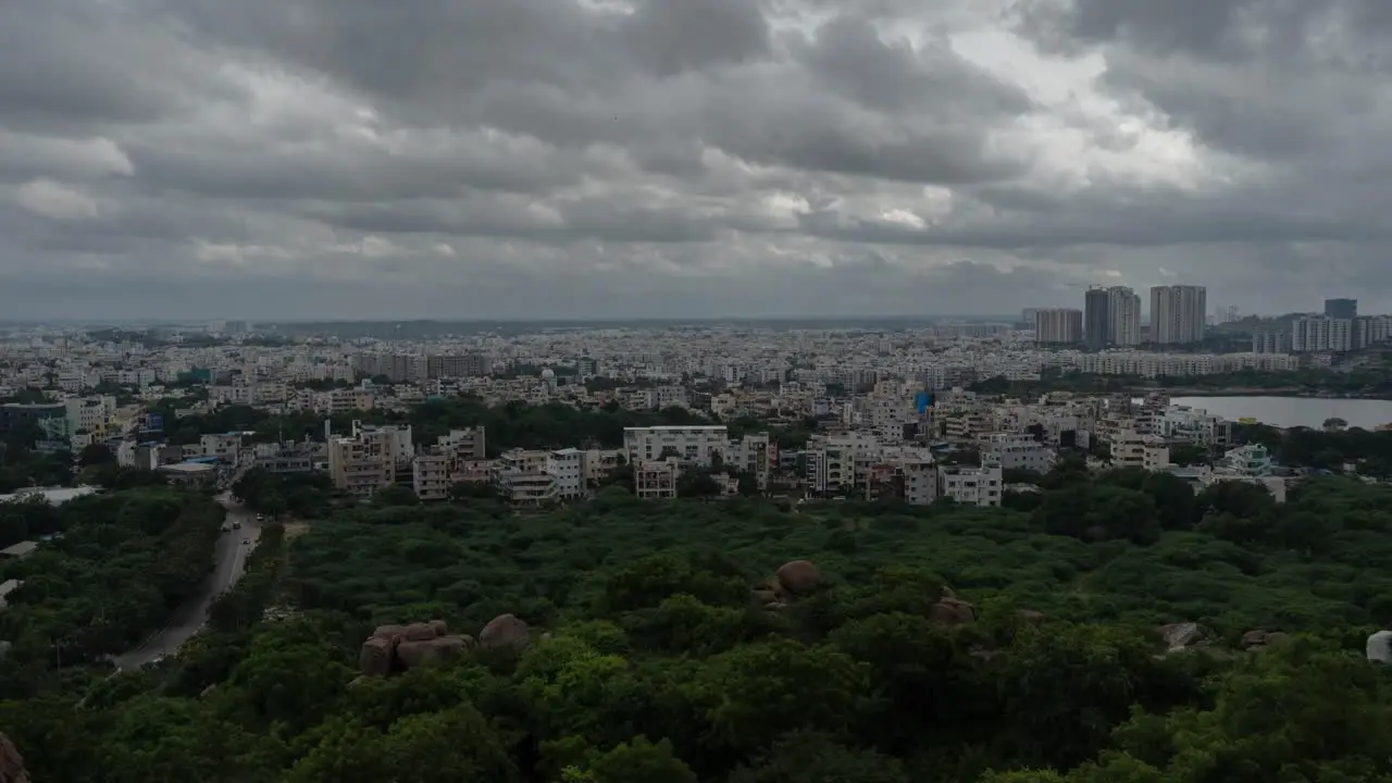 Hyderabad city view from a mountain in jubilee hills India 4K timelapse