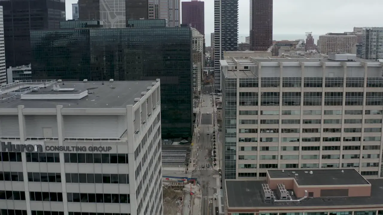 City Streets of Downtown Chicago Cinematic Aerial Flight