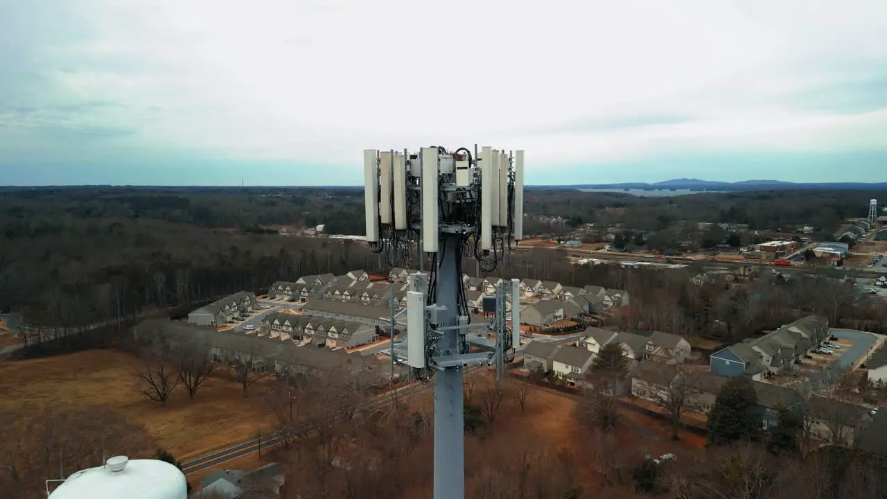 Aerial Shot of Cell Phone Tower Surrounded by Forest