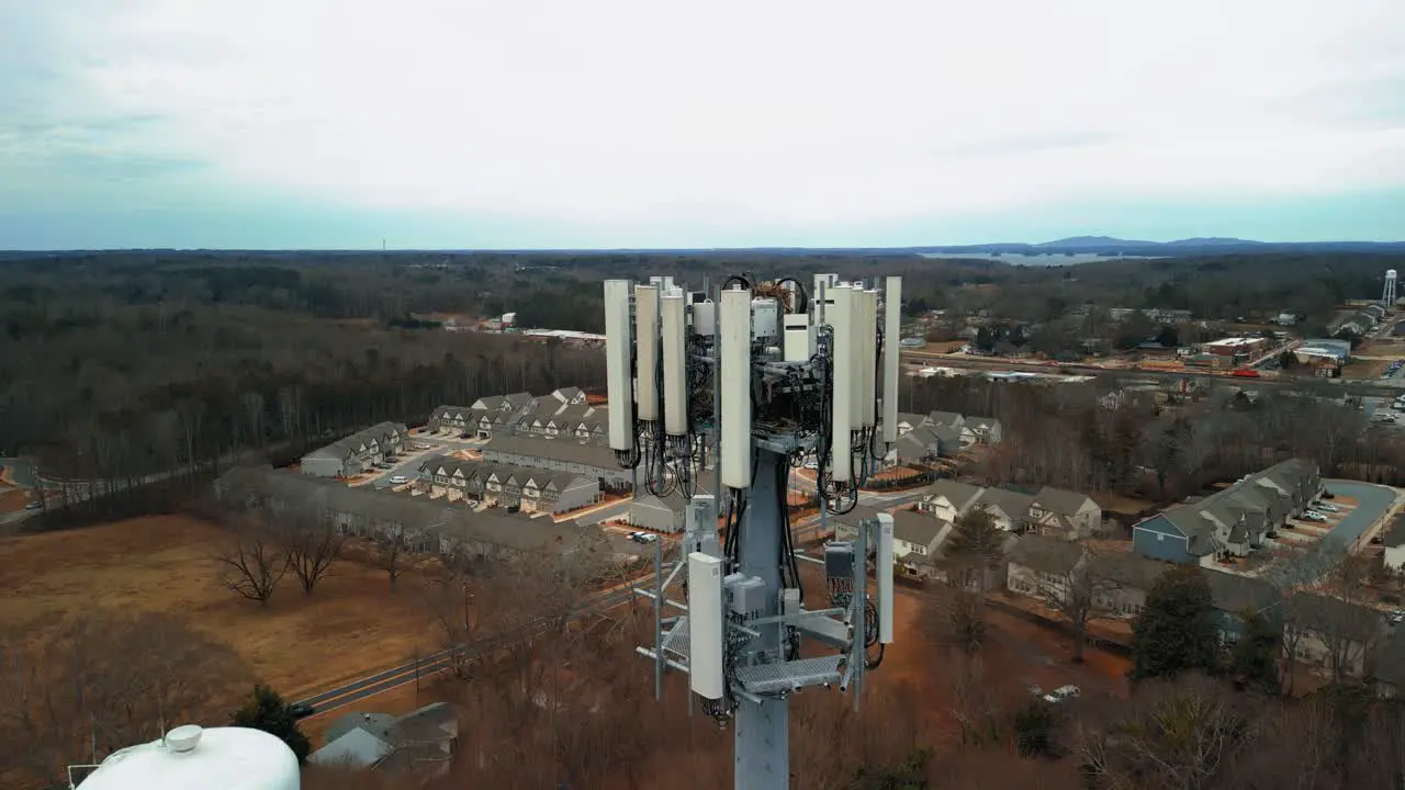 Aerial Shot Reversing to Show Cell Phone Tower