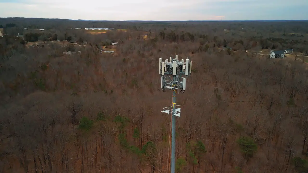 Aerial Shot Approaching Cell Phone Tower 4K Drone