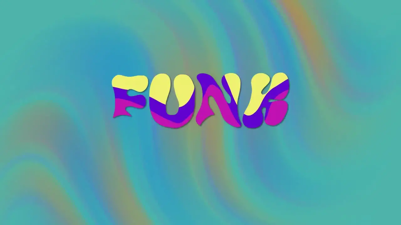 Animation of funk text and shapes on green background