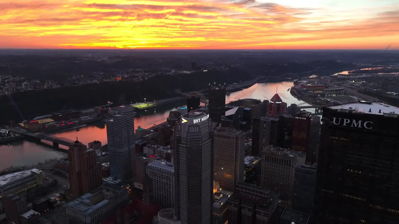 Intense sunset over US city