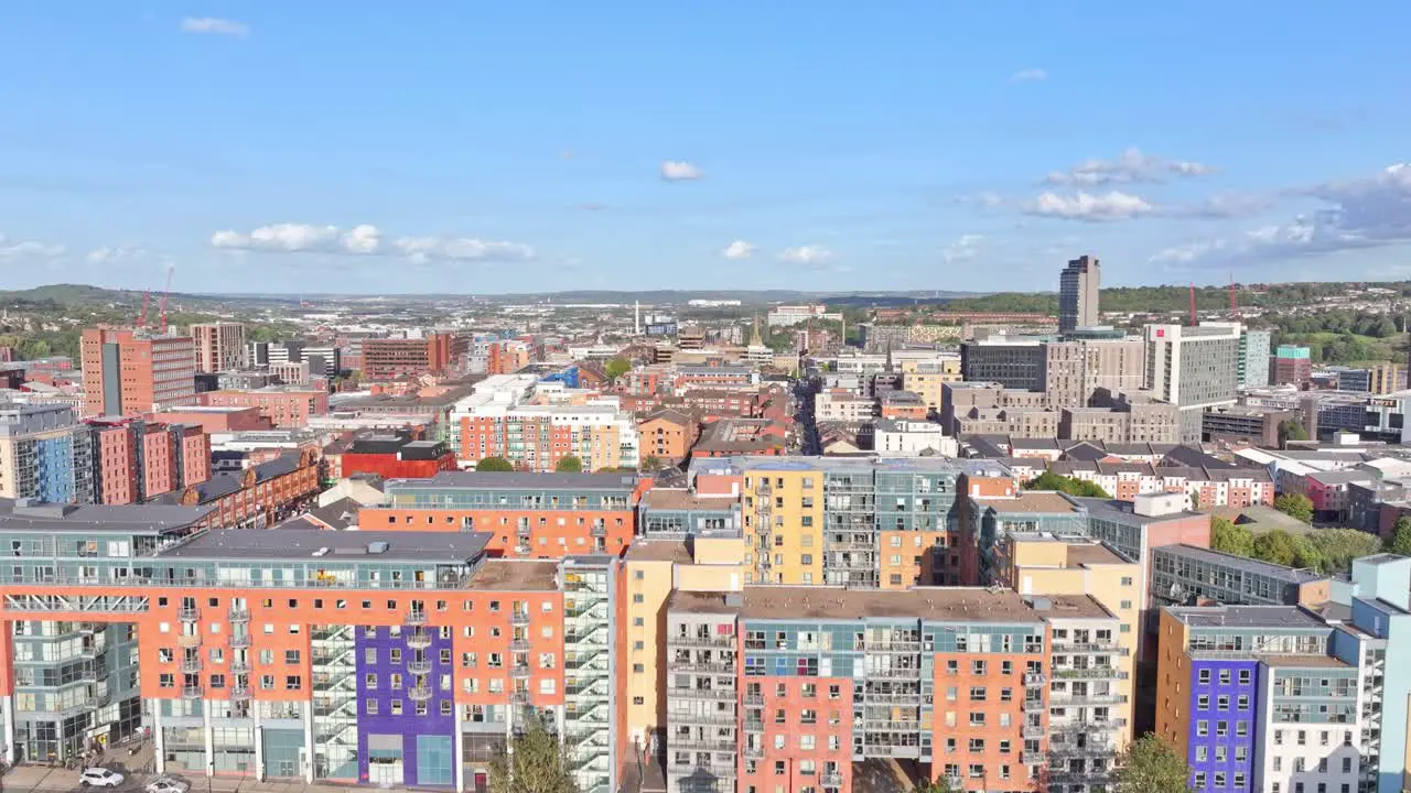 Colorful Apartment Buildings In The City Centre Of Sheffield England