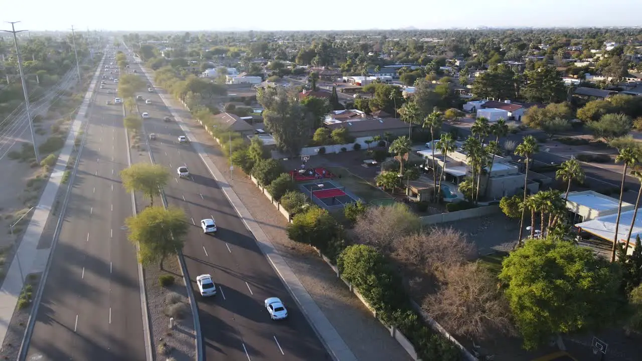 Traffic on Streets of Southwest American City of Scottsdale Arizona Aerial