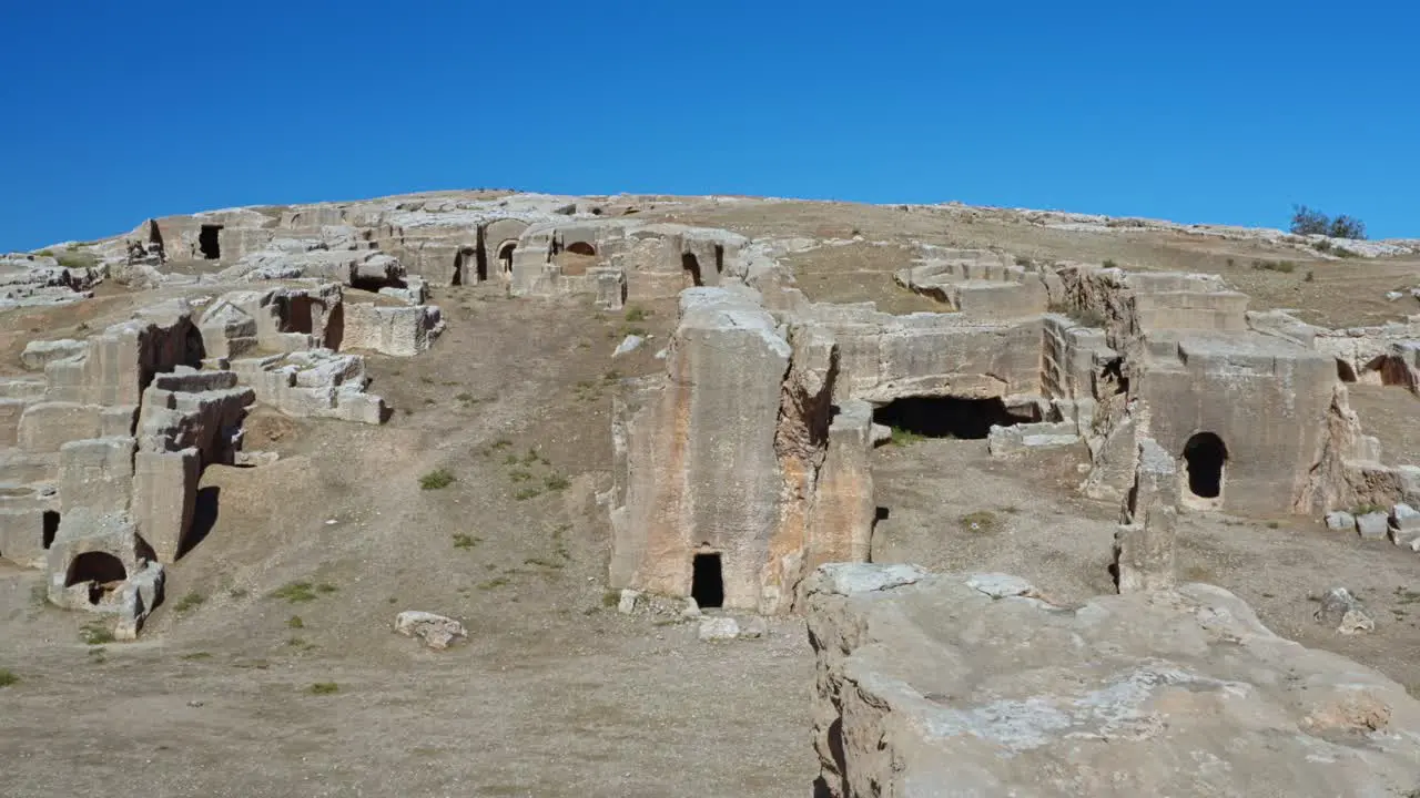 Dara Ancient City Ruins In Mardin Turkey Aerial Pullback