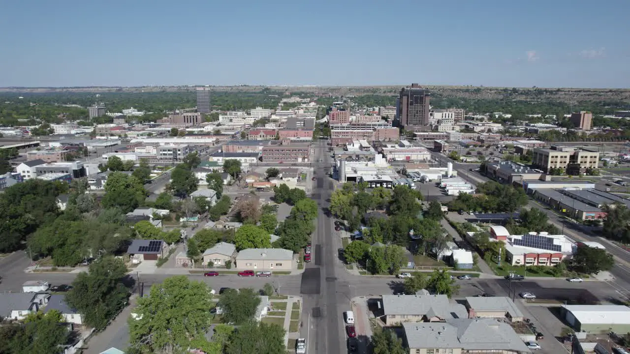 Downtown City Buildings of Billings Montana in Summer Aerial Drone View