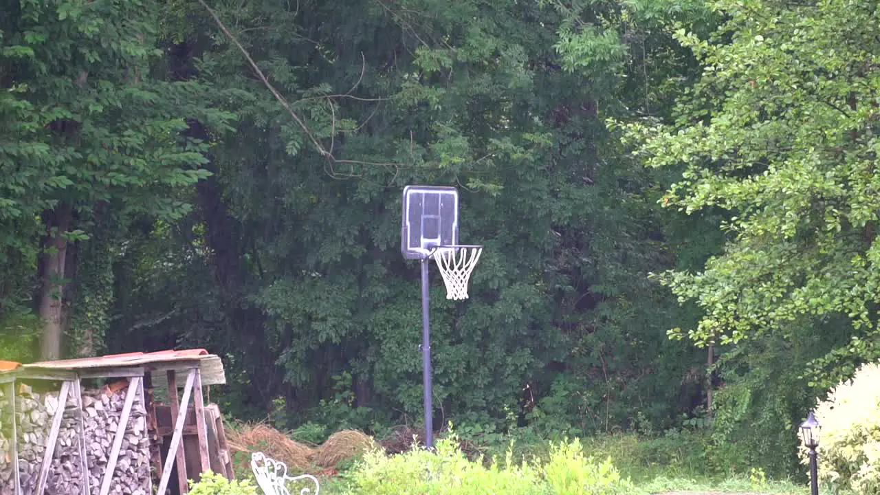 Basketball court on a rainy day