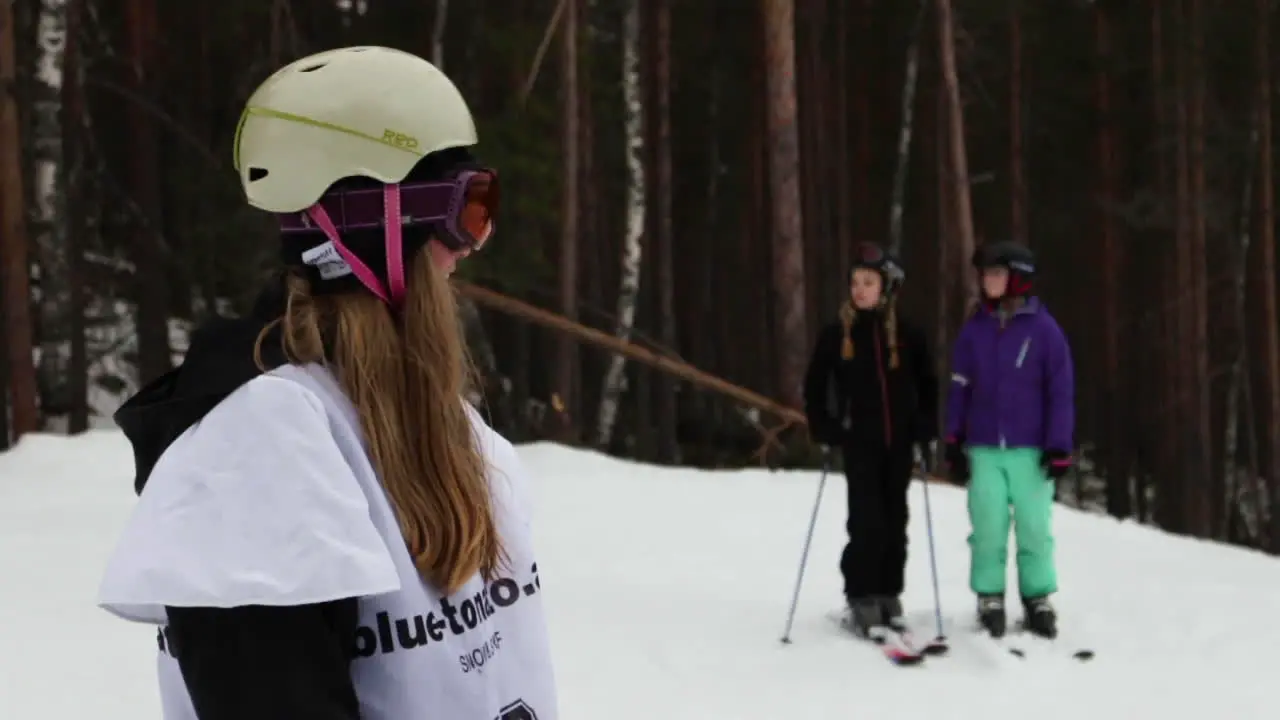 Snowboard Girl at a Mountain