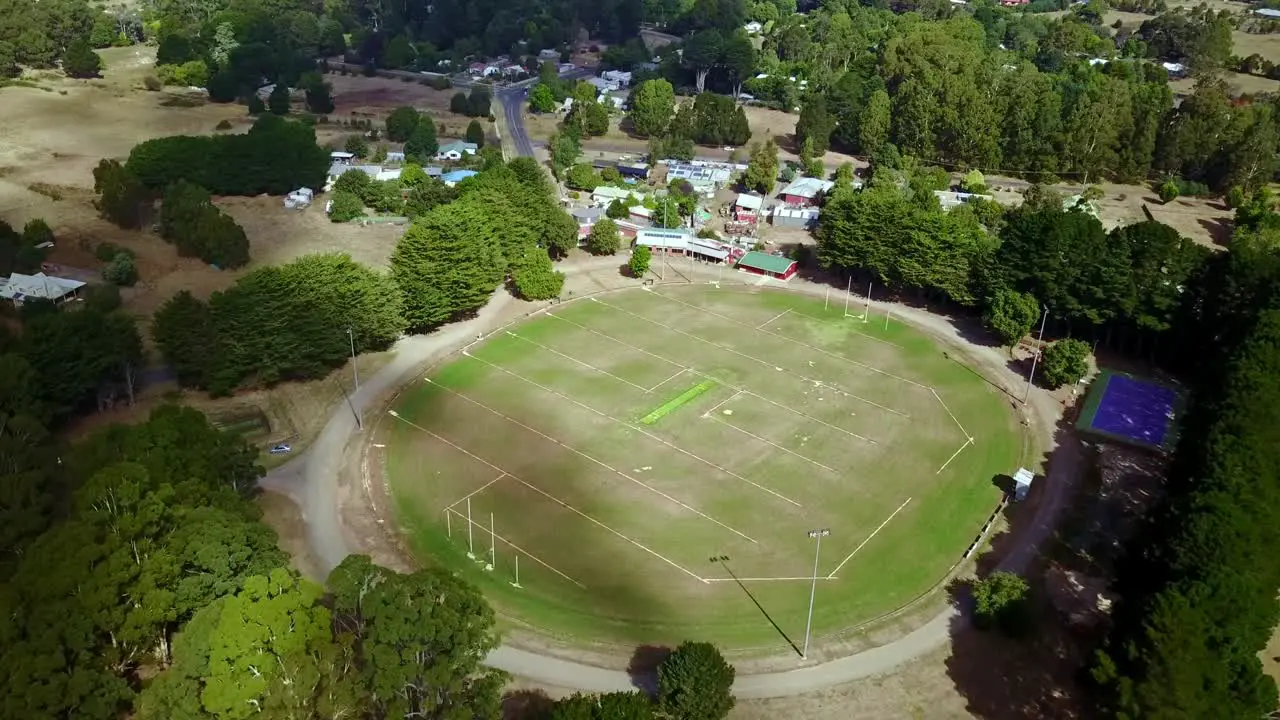 Aerial view over the sports ground at Trentham Victoria Australia