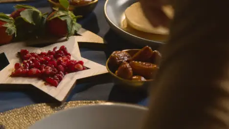 Muslim Family Table At Home Set For Iftar Meal Breaking Daily Fast During Ramadan 5