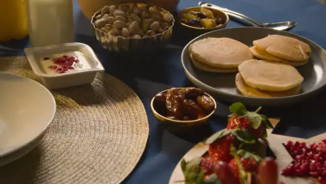 Muslim Family Table At Home Set For Iftar Meal Breaking Daily Fast During Ramadan 4