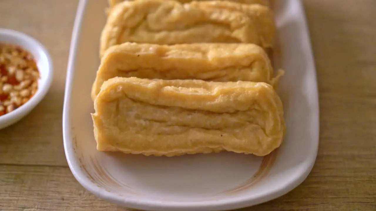 fried tofu with sauce vegan and vegetarian food style