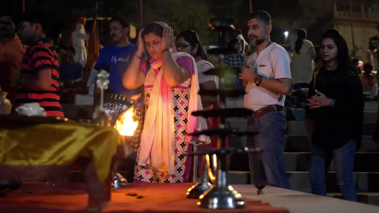 Worship of Purifying Flame at Ceremony in Varanasi