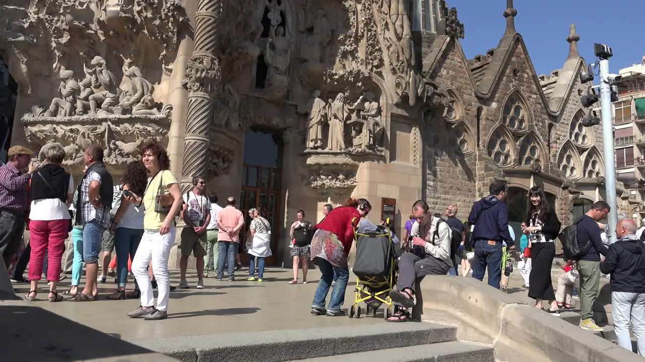 Spain Barcelona Sagrada Familia With Tourists