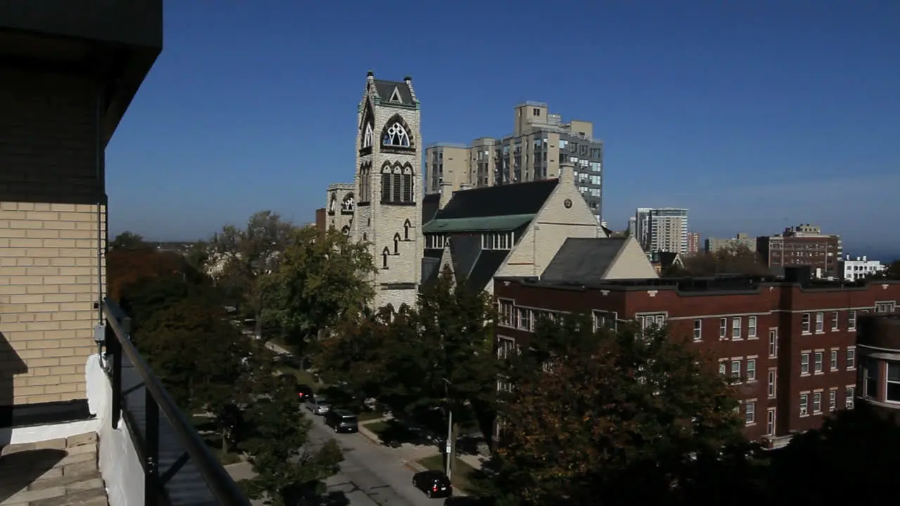 Milwaukee day with church & apartments