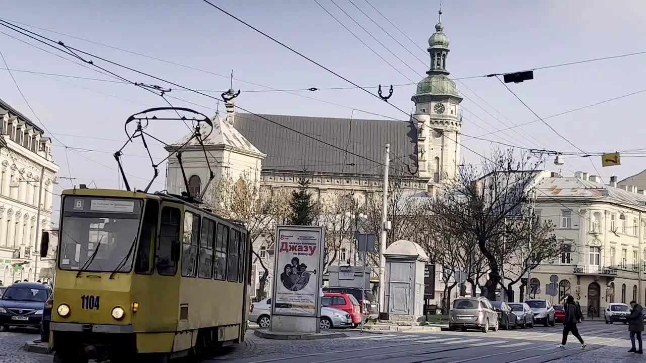 Lviv Ukraine Street Car on Roadway