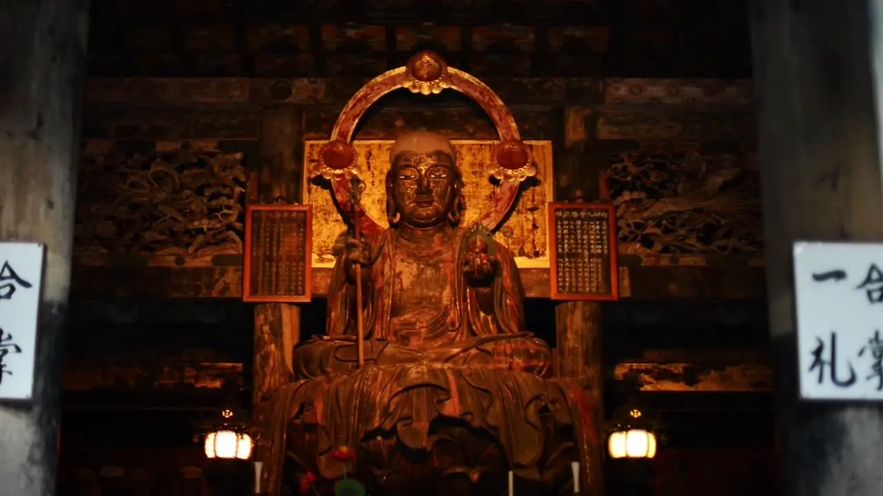 Revealing the wooden buddha statue inside the temple of Kenchoji Kamakura