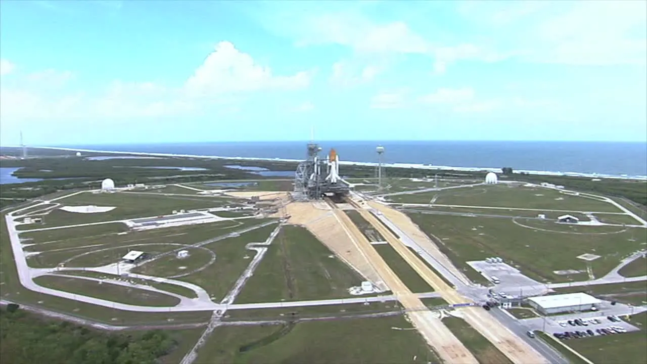 Aerial View of Space Shuttle on Launch Pad 2