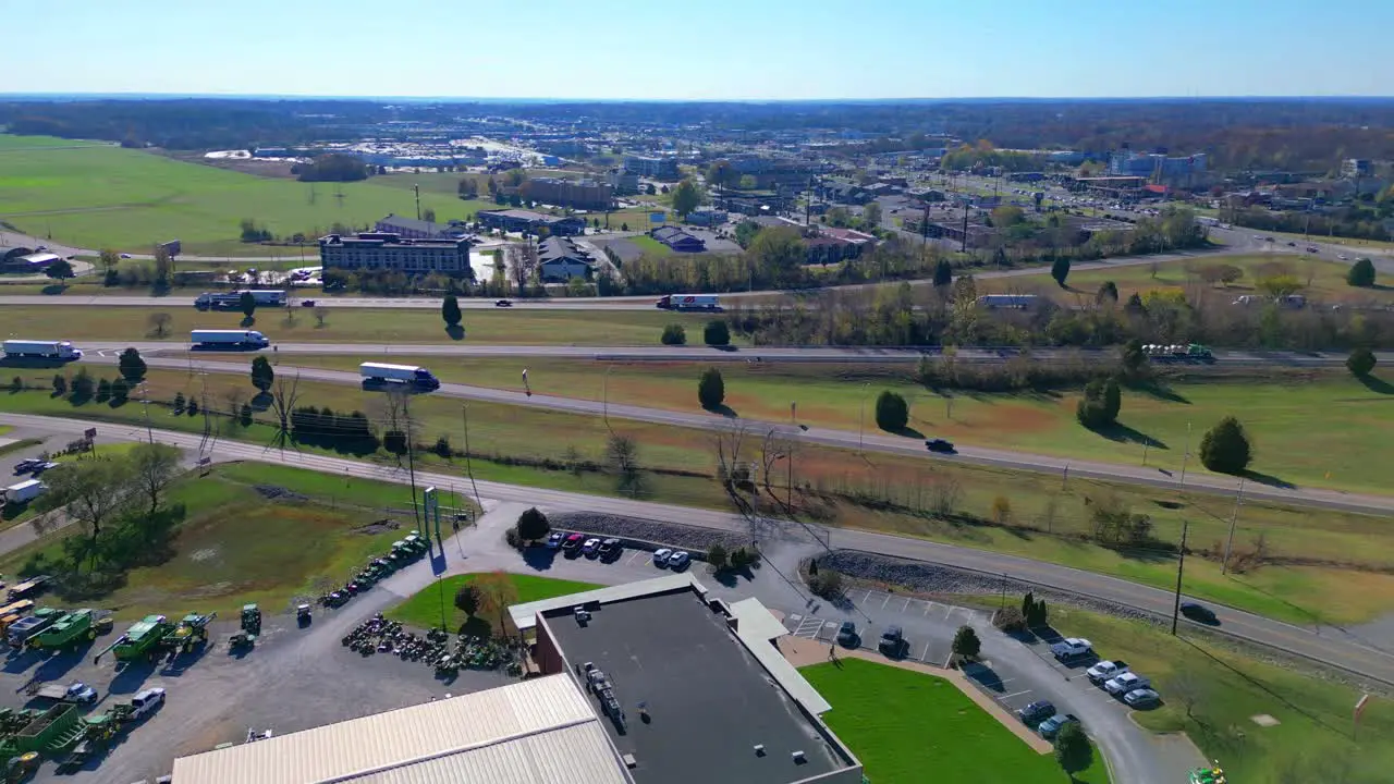 Aerial footage of Exit 4 of Interstate 24 in Clarksville Tennessee