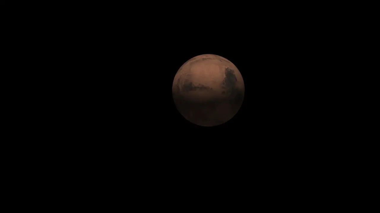 Zoom out from the planet Mars 3d animation Traveling to the red planet Mars in space