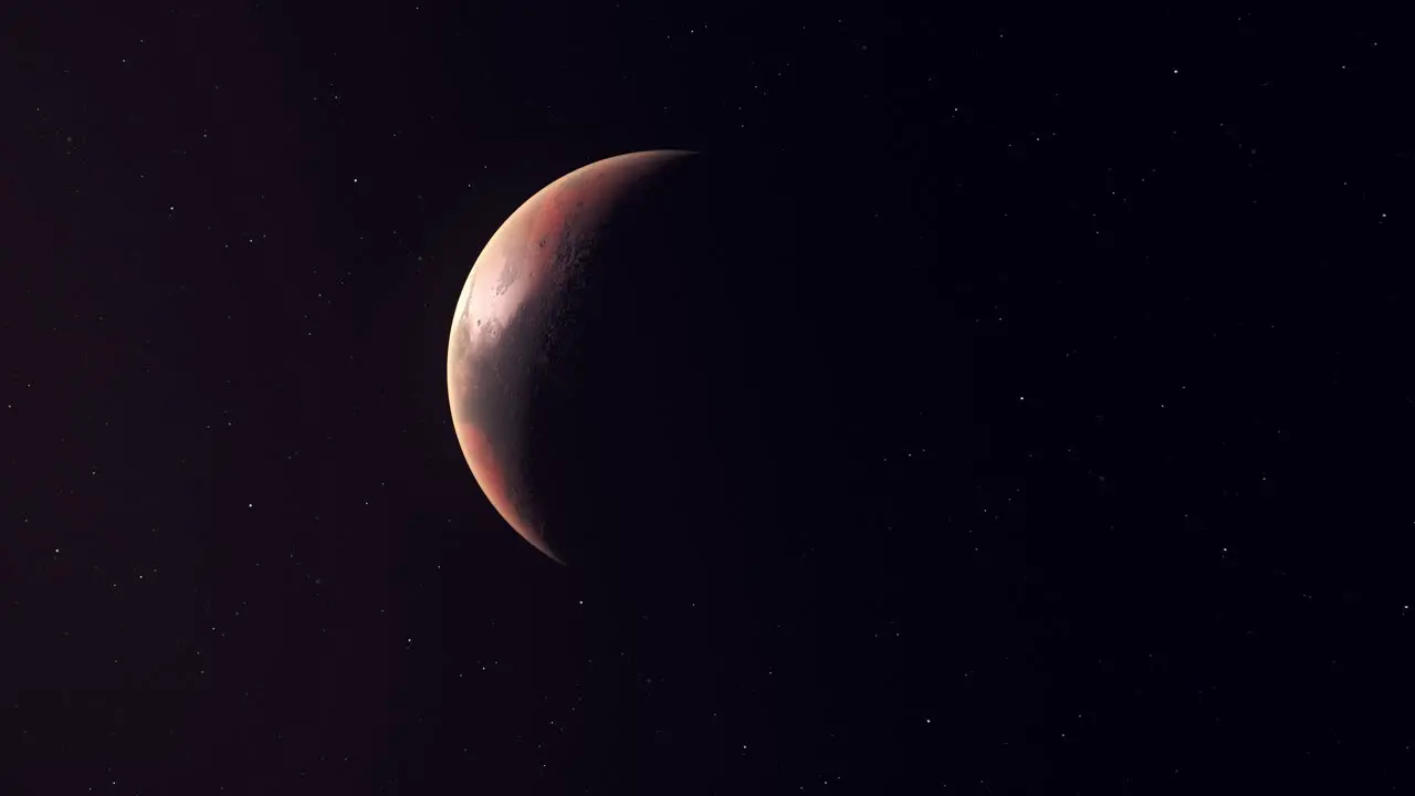 View Of Partially Shadowed Planet Mars