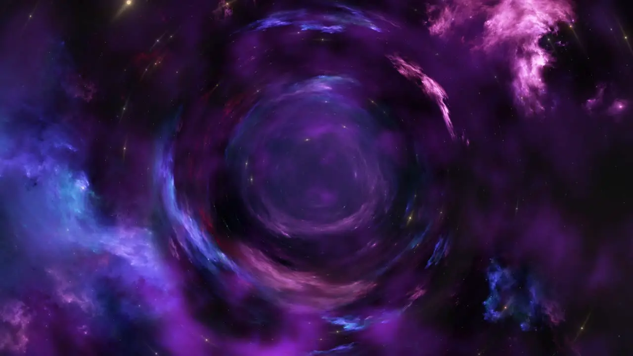 Rotating space time dream vortex in dark purple nebula clouds