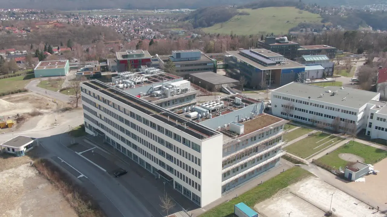 Aerial of CureVac Headquarter in Tübingen Germany on a sunny day