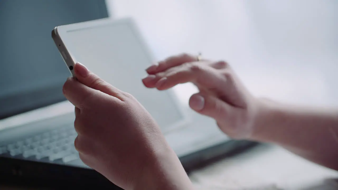 Home Office Woman Working On Tablet 1