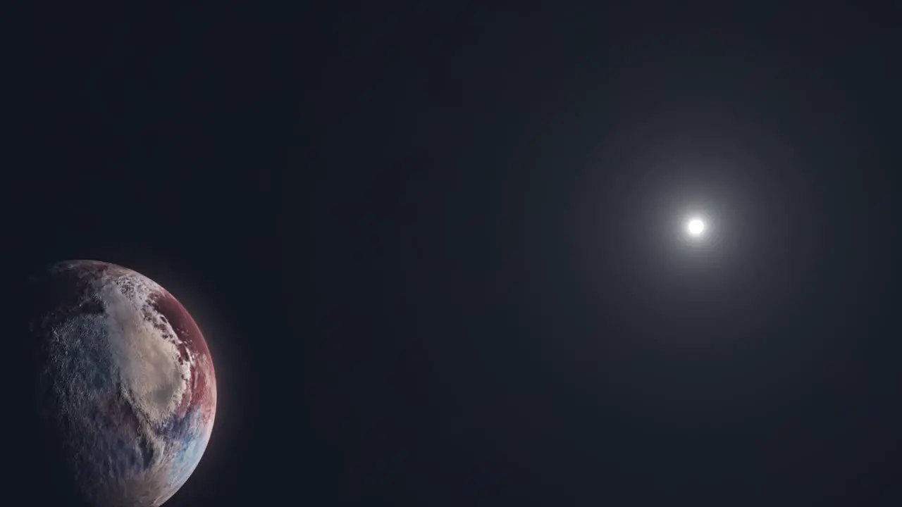 Former Planet Pluto in Deep Space with Distant Sun