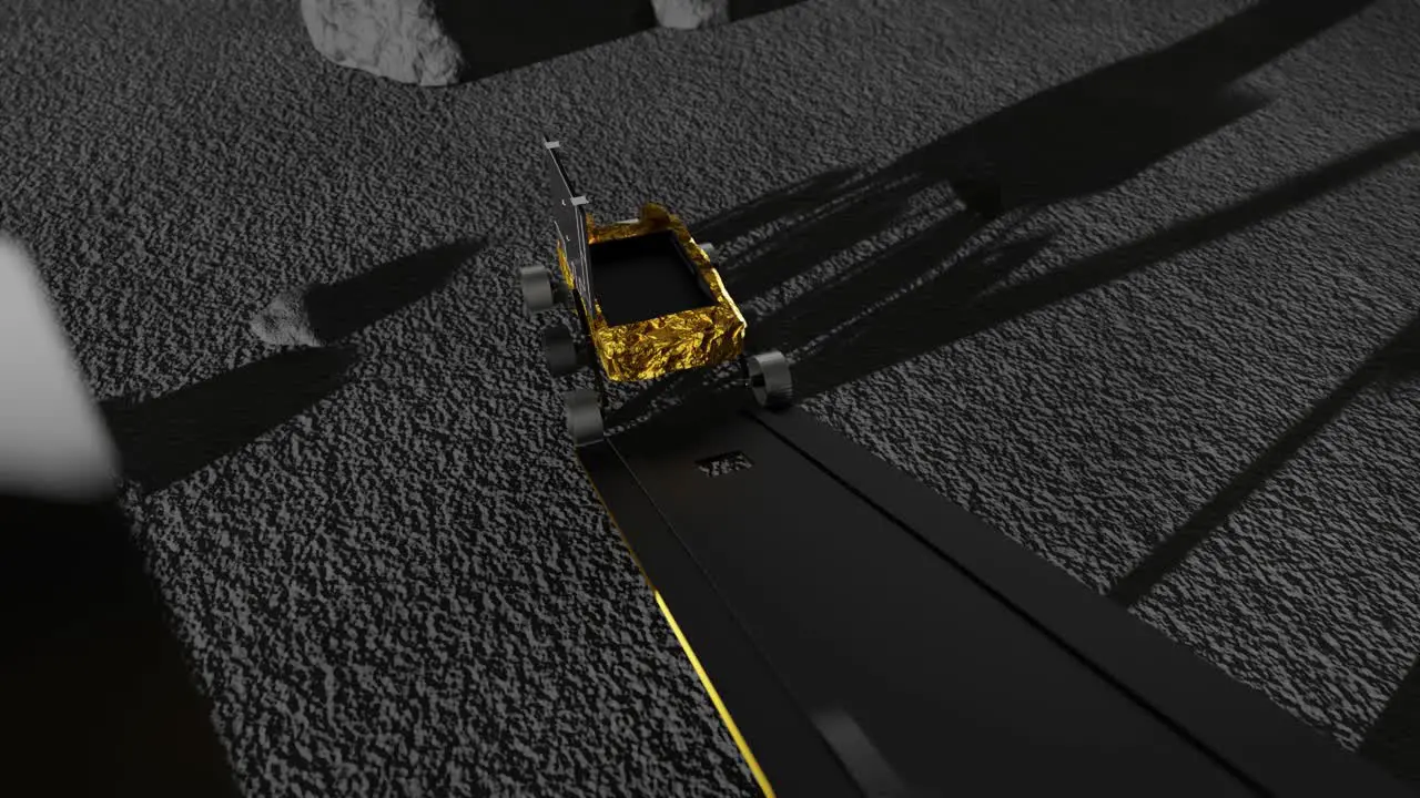 3D Animation of the Chandrayaan rover being deployed on the Lunar surface