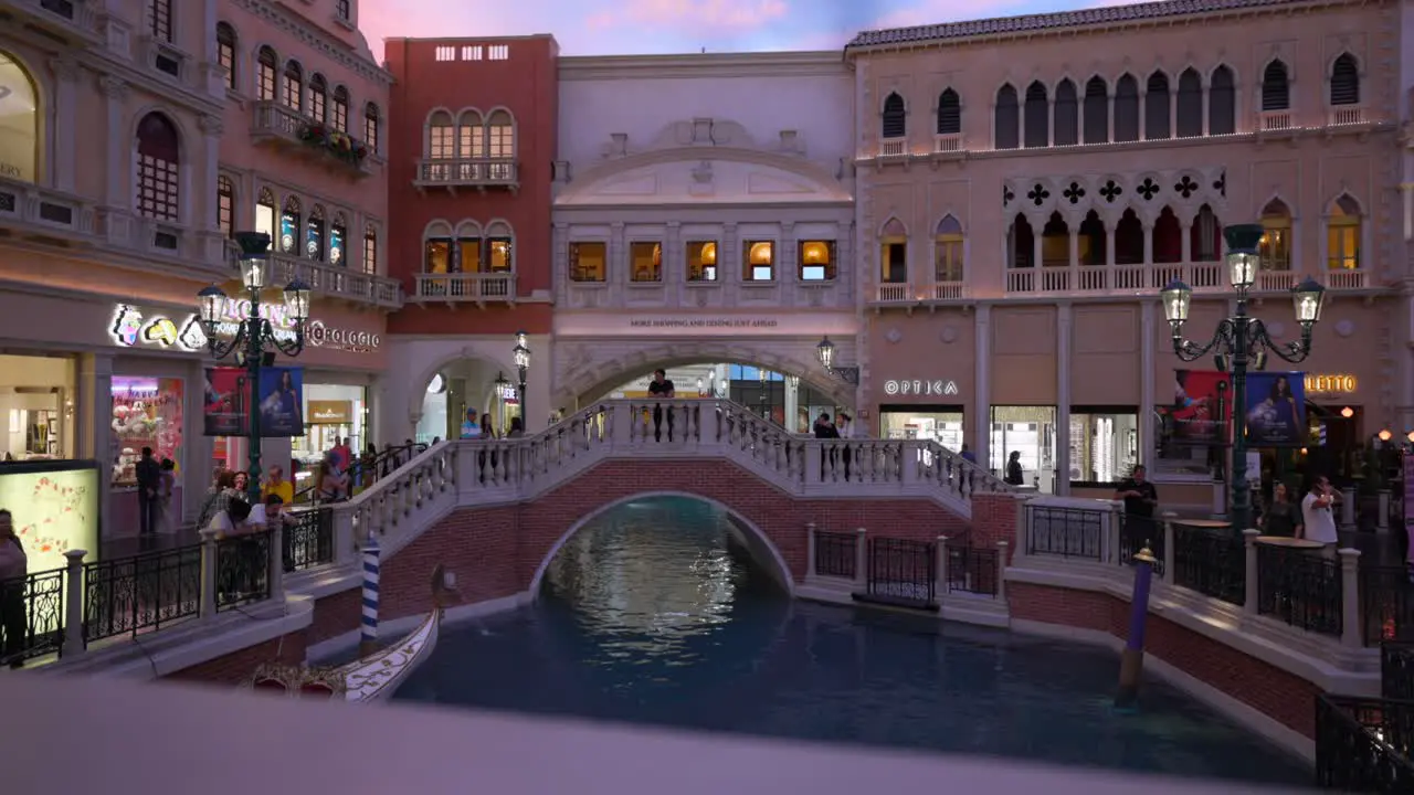 Inside The Venetian In Las Vegas With View Of Bridge Over Water