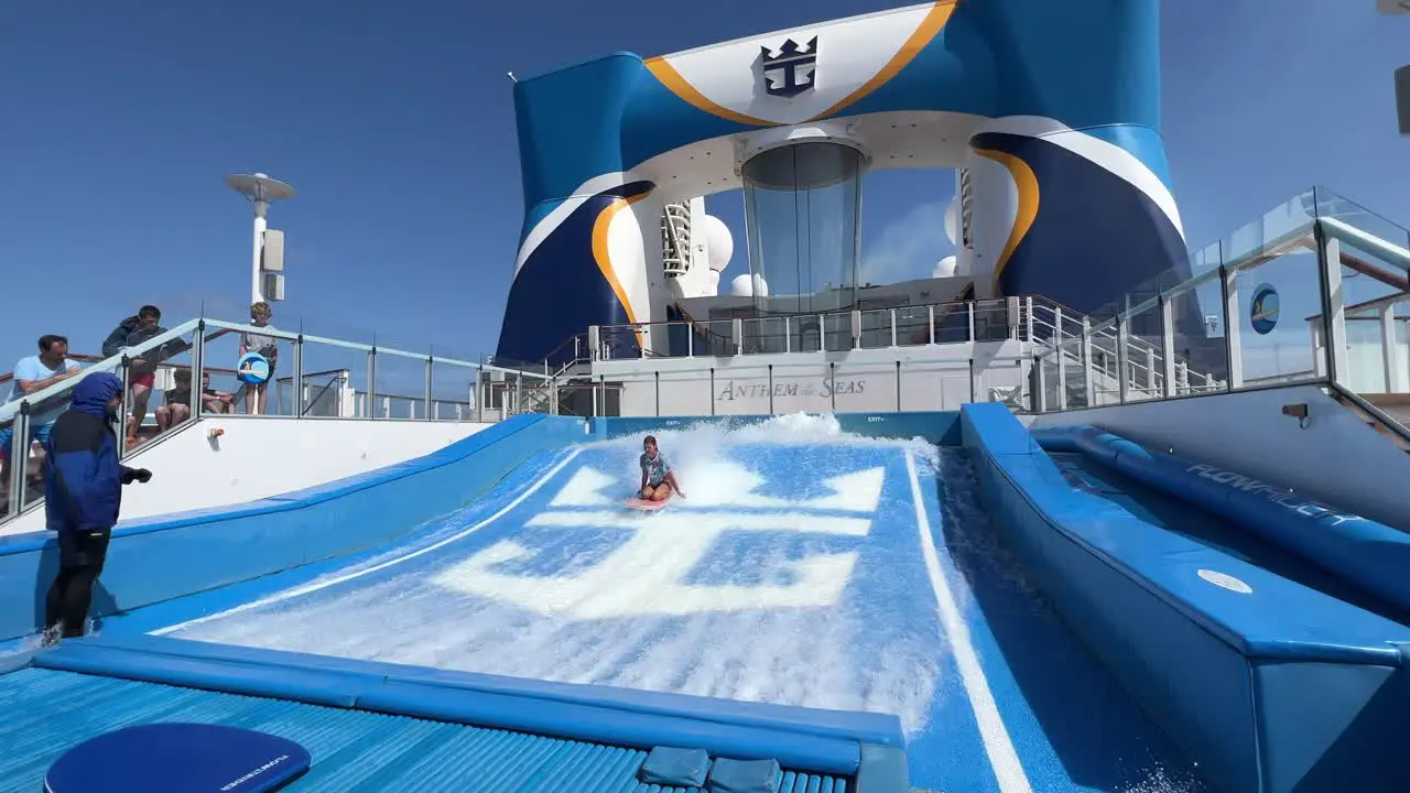 Lisbon Portugal August 2 2023 FlowRider aboard Royal Caribbean's Anthem of the Seas