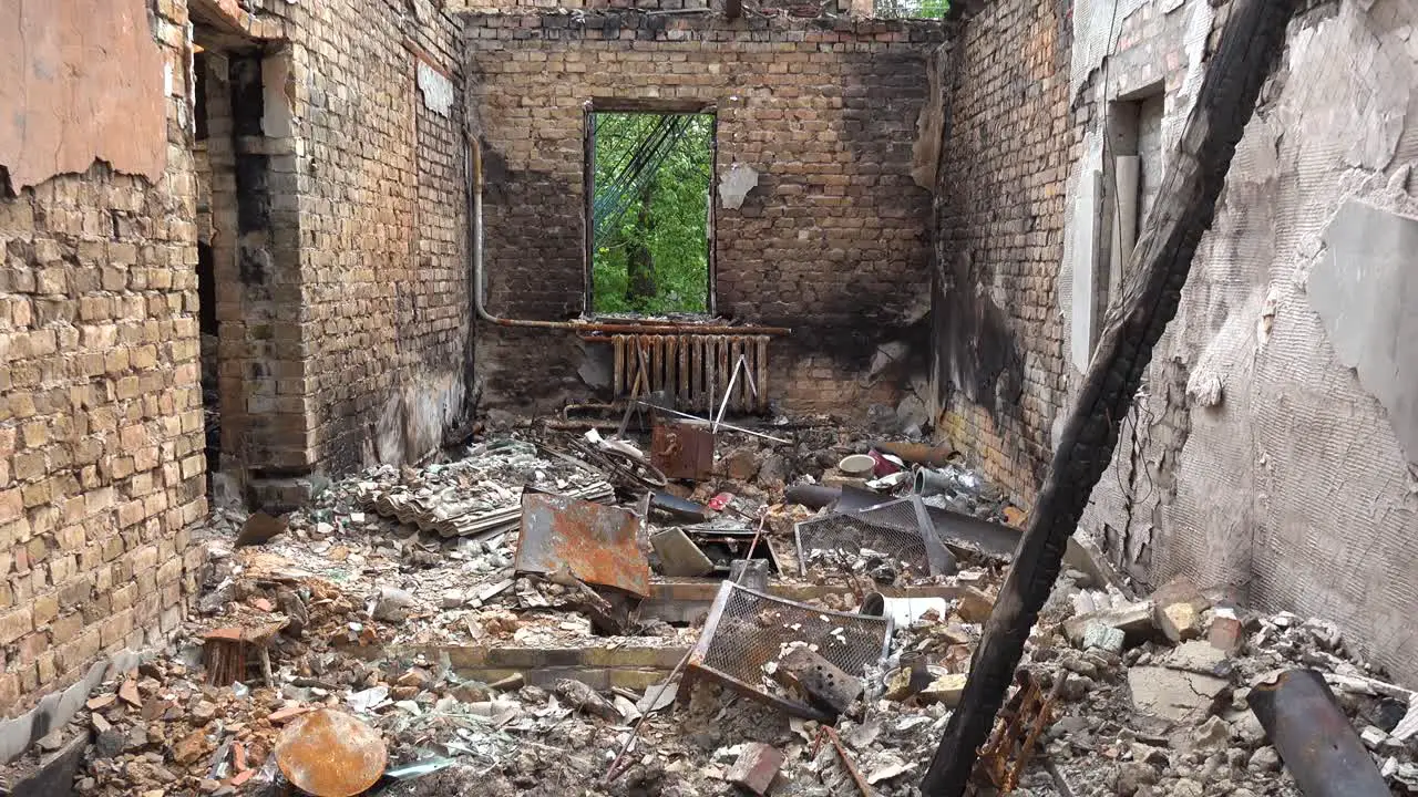 The Destroyed Remains Of A Home After Russian Shelling And Aggression In Irpin Ukraine