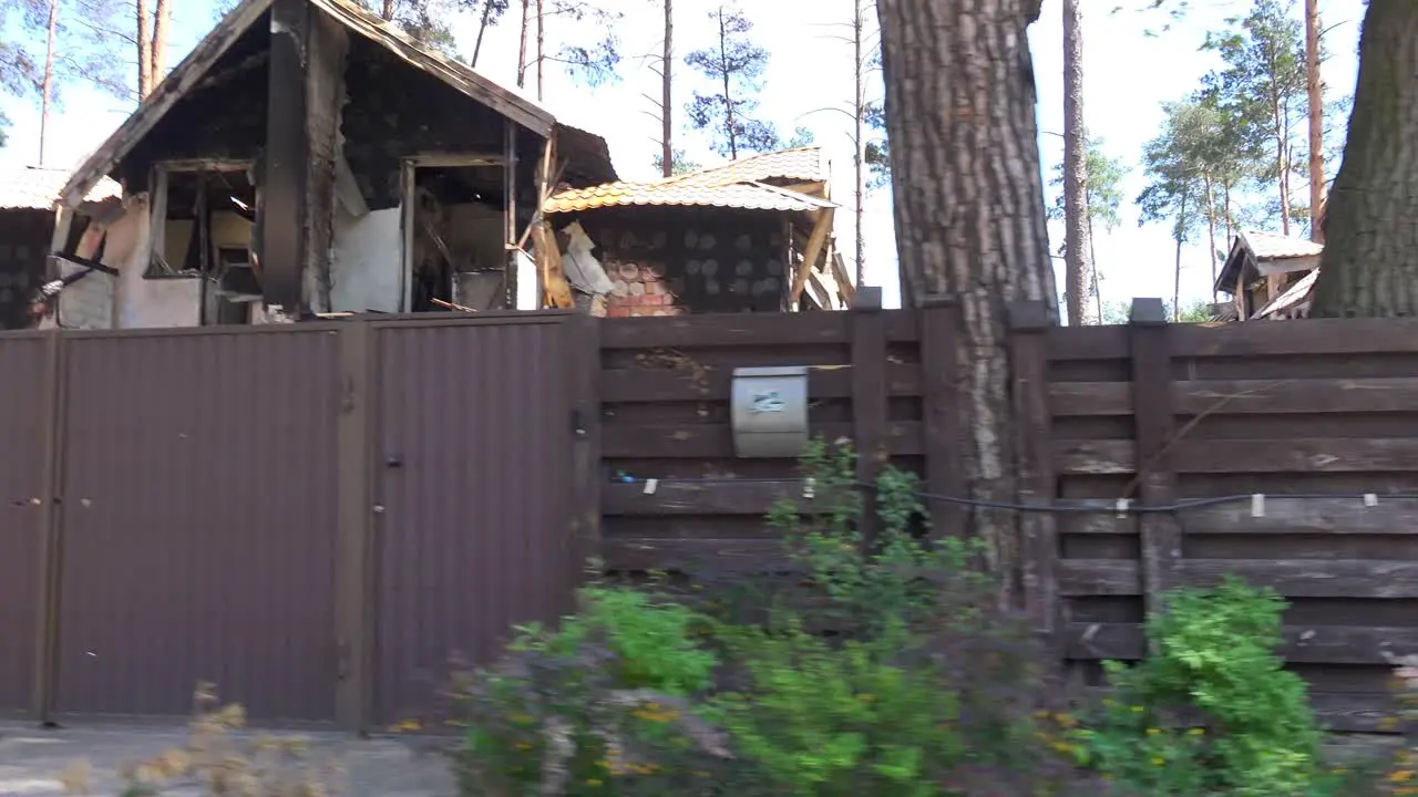 Pov Shot Of Neighborhoods Entirely Destroyed And Burned By Russians In Irpin Ukraine During Occupation