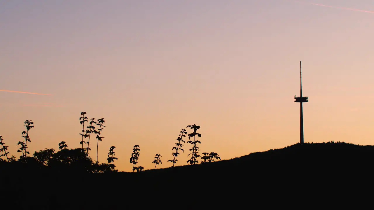 Sunset Silhouette TV Radio Surveillance Tower